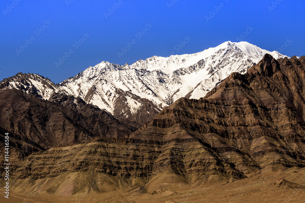 Spectacular mountain scenery Himalaya Range and snow background.