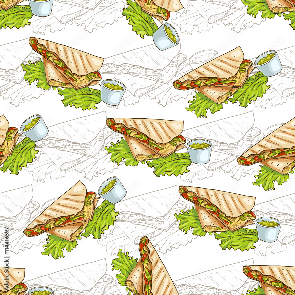 Seamless pattern color quesadilla