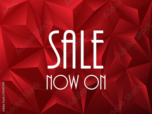 "SALE NOW ON" on red vector polygon background