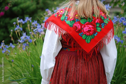 Traditional Swedish costume at Midsummer photo