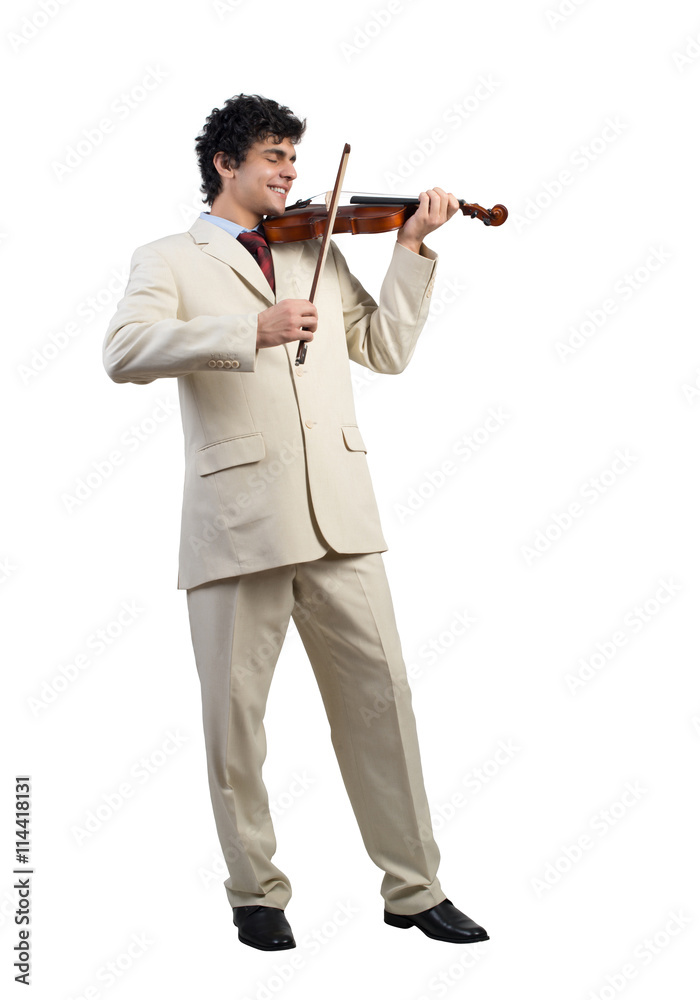 Businessman playing violin