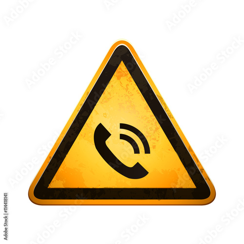 danger sign with a phone