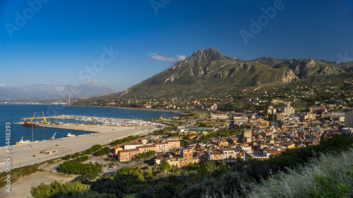 фотографія panoramic view on harbor of Termini Imerese, Sicily, Italy.
