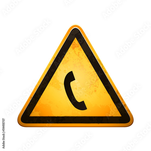 danger sign with a phone