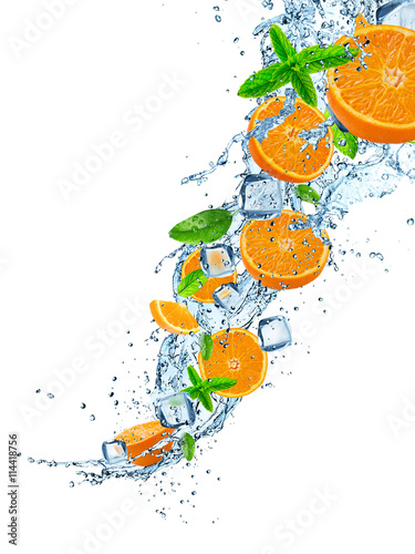 Fresh fruit in water splash...