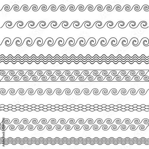 vector wave line pattern borders set