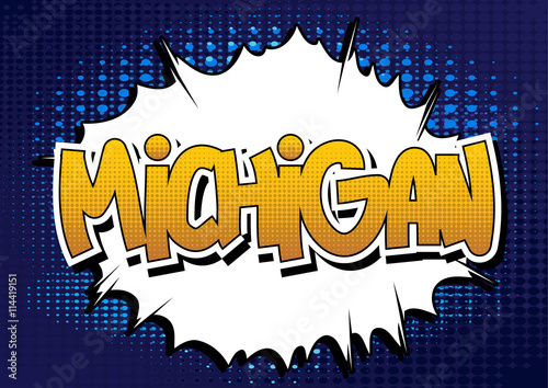 Michigan - Comic book style word.