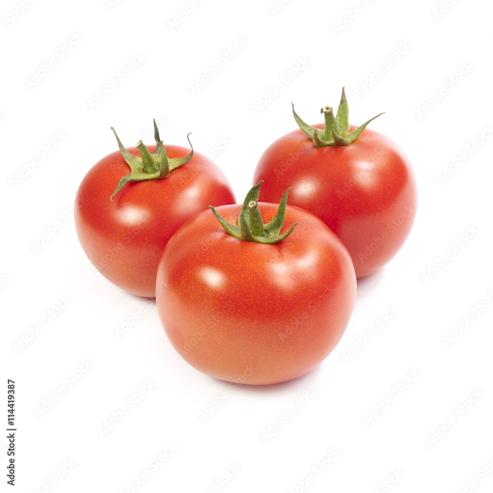 Vine-ripe tomatoes isolated on white background Vine-ripe tomatoes isolated on white background