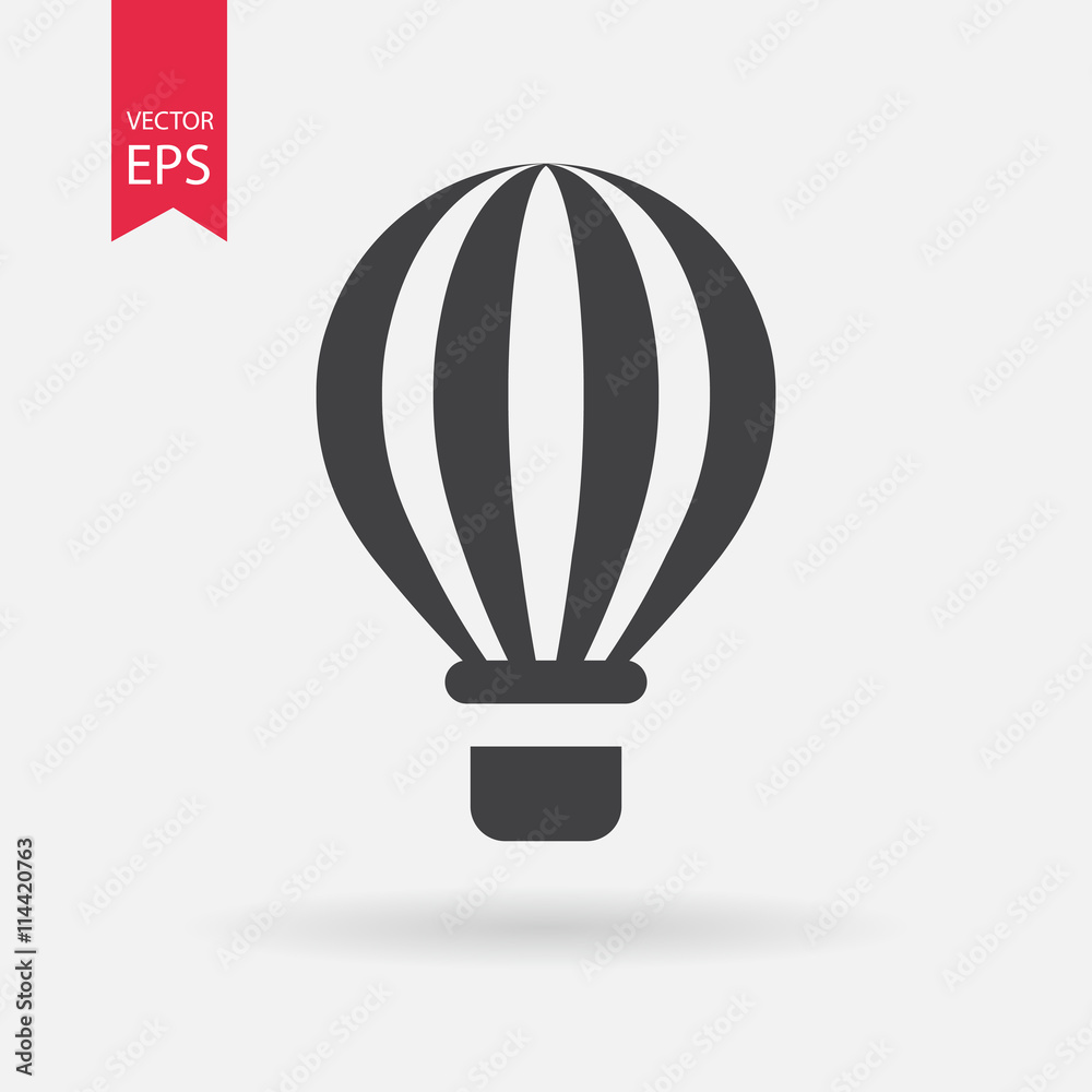 Hot air balloon icon. Travel symbol isolated on white background. Flat design style. Vector illustration. Hot air balloon icon. Travel symbol isolated on white background. Flat design style. Vector illustration.
