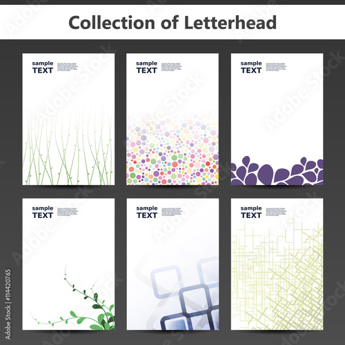 Collection of Letterheads for Your Business - Six Nice and Simple Design Template with Different Patterns