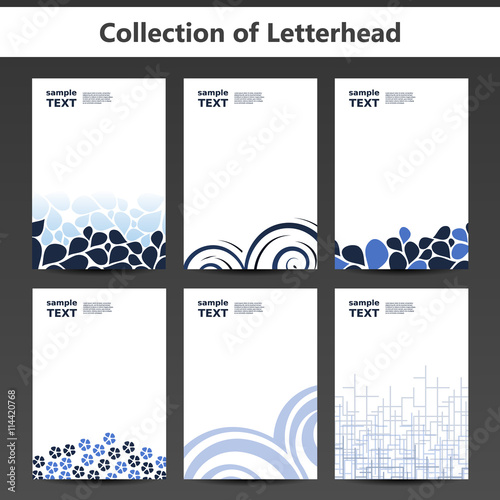 Collection of Letterheads for Your Business - Six Nice and Simple Design Template with Different Patterns