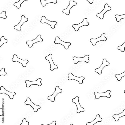 Seamless pattern with cute cartoon bones
