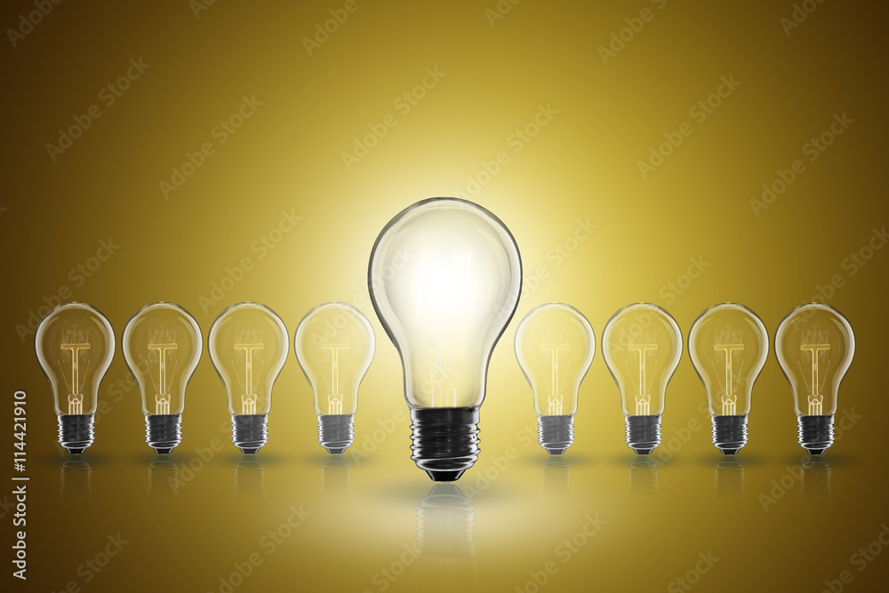 Idea concept - light bulb on the color background Idea concept - light bulb on the color background