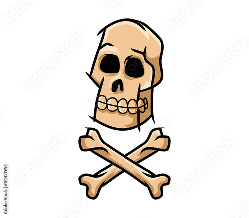 A vector illustration of skull and cross unclean line art