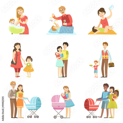 Happy Families With Kids And Babies