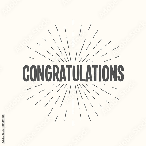 Hand drawn sunburst vector - congratulations.