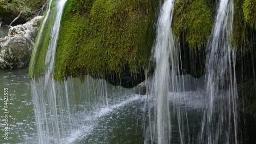 Waterfall Bigar in summer. Located at the intersection with the parallel 45 in district Caras-Severin, Romania. One of the most beautiful cascade from the world. 4K footage.