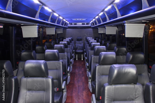 luxurious limousine bus loaded with leather seats 