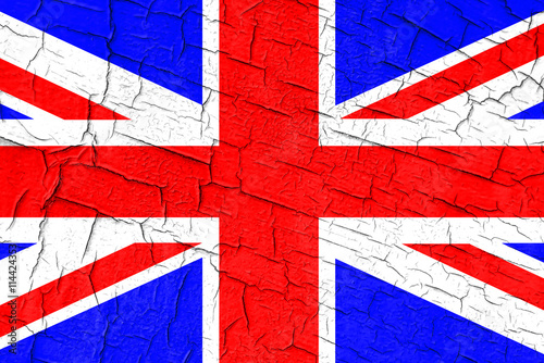 Great Britain Flag on cracked grunge background.