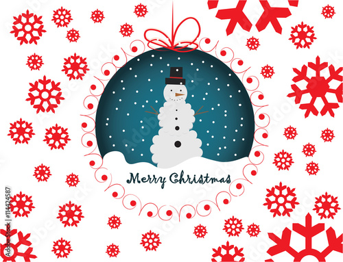 Snowmen merry christmas illustration card. Vector