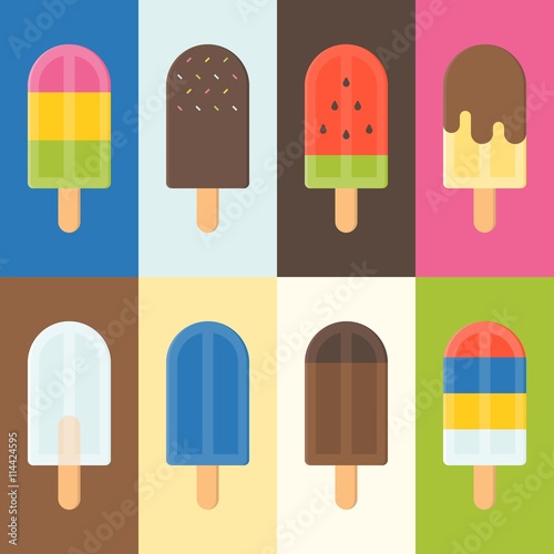 Colorful Popsicle  icon,, flat design vector 