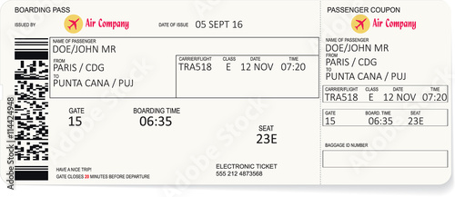 Pattern of a boarding pass or air ticket
