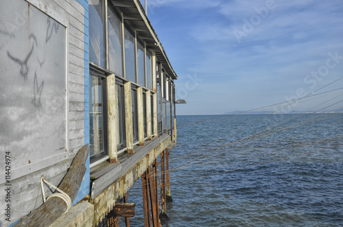Stilt house on the Mediterranean Sea