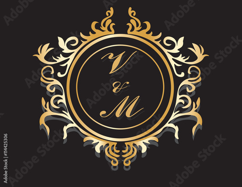Classic Golden Royal frame with ornaments. Vector