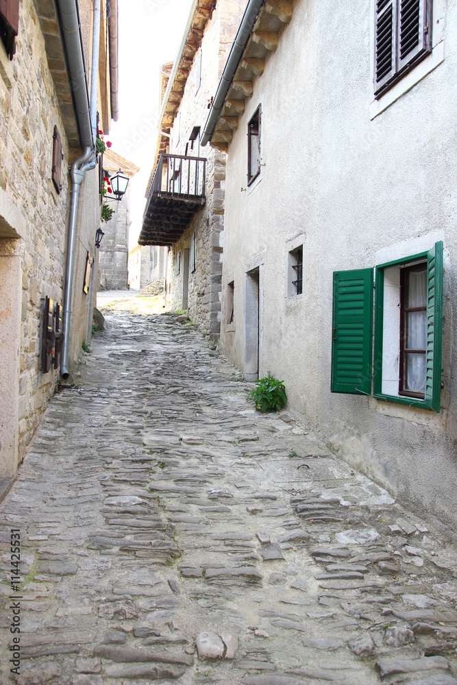 Old stone street in the smallest town in the world, Hum in Istria, Croatia