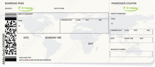 Pattern of a boarding pass or air ticket