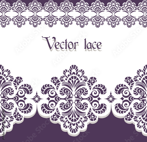 Vintage Wedding Invitation card with lace ornament pattern. Vector