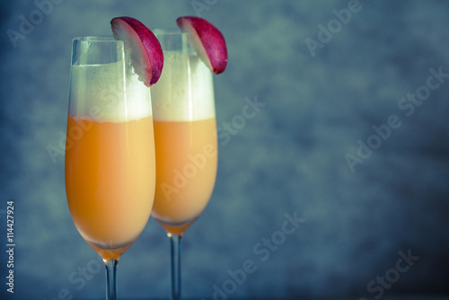 Two bellini cocktails