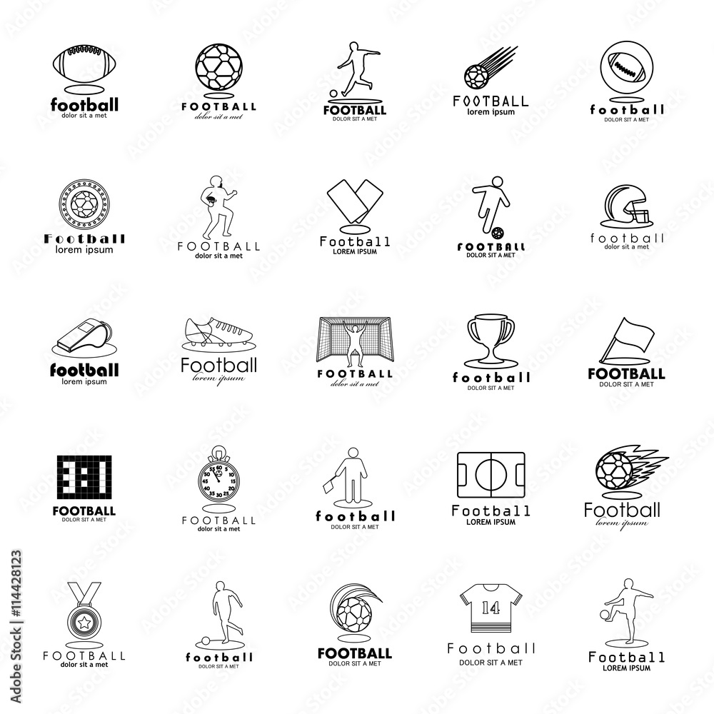 Football Icon Set - Isolated On White Background. Vector Illustration, Graphic Design. For Web, Websites, Print, Presentation Templates, Mobile Applications And Promotional Materials Football Icon Set - Isolated On White Background. Vector Illustration, Graphic Design. For Web, Websites, Print, Presentation Templates, Mobile Applications And Promotional Materials