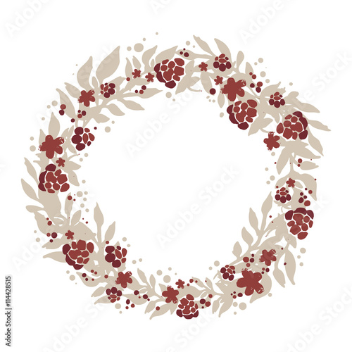 Wreath of branches, leafs and berries