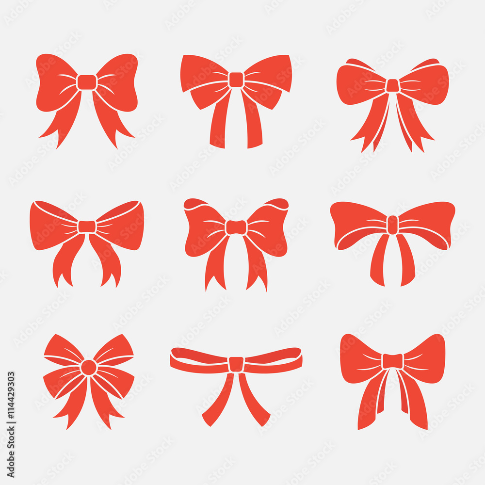 Bows with ribbons vector set