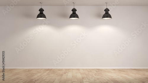 Drei Lampen hängen im Raum