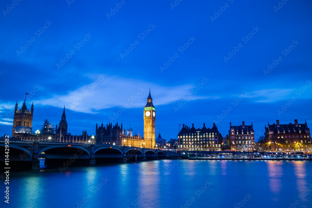 Big Ben and Houses of parliament at twilight