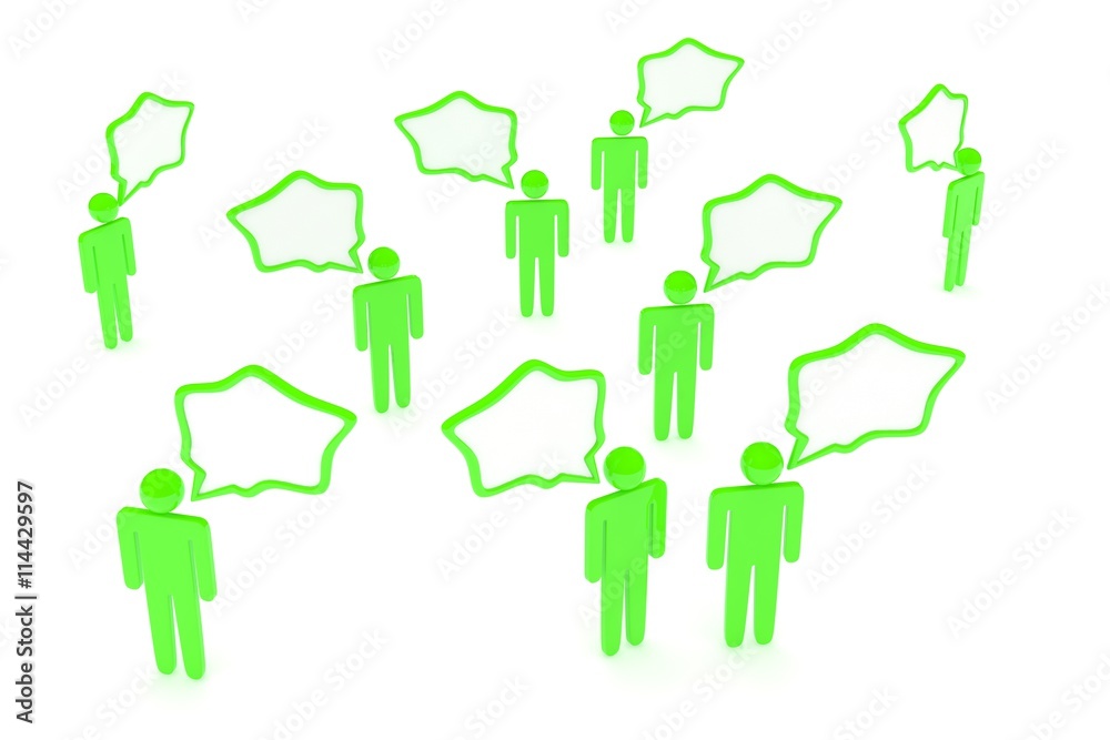 people with talk bubbles isolated over a white background. 3d rendering. people with talk bubbles isolated over a white background. 3d rendering.