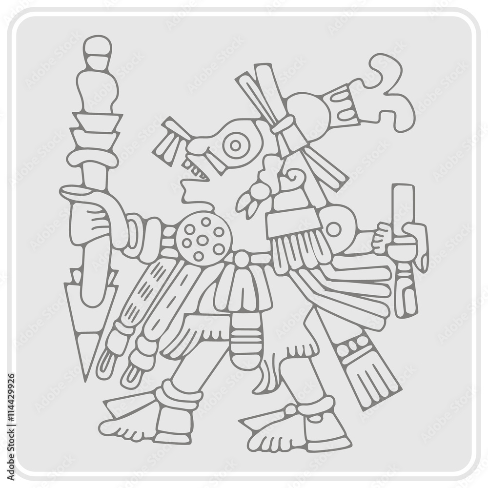 Fototapeta premium monochrome icon with symbols from Aztec codices for your design