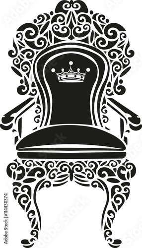 Vintage ornament decorated crown armchair. Vector