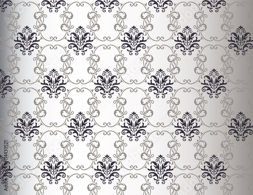 Vector Damask Floral pattern background design. Black and white color