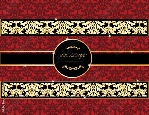 Vintage damask classic ornament pattern in red. Vector