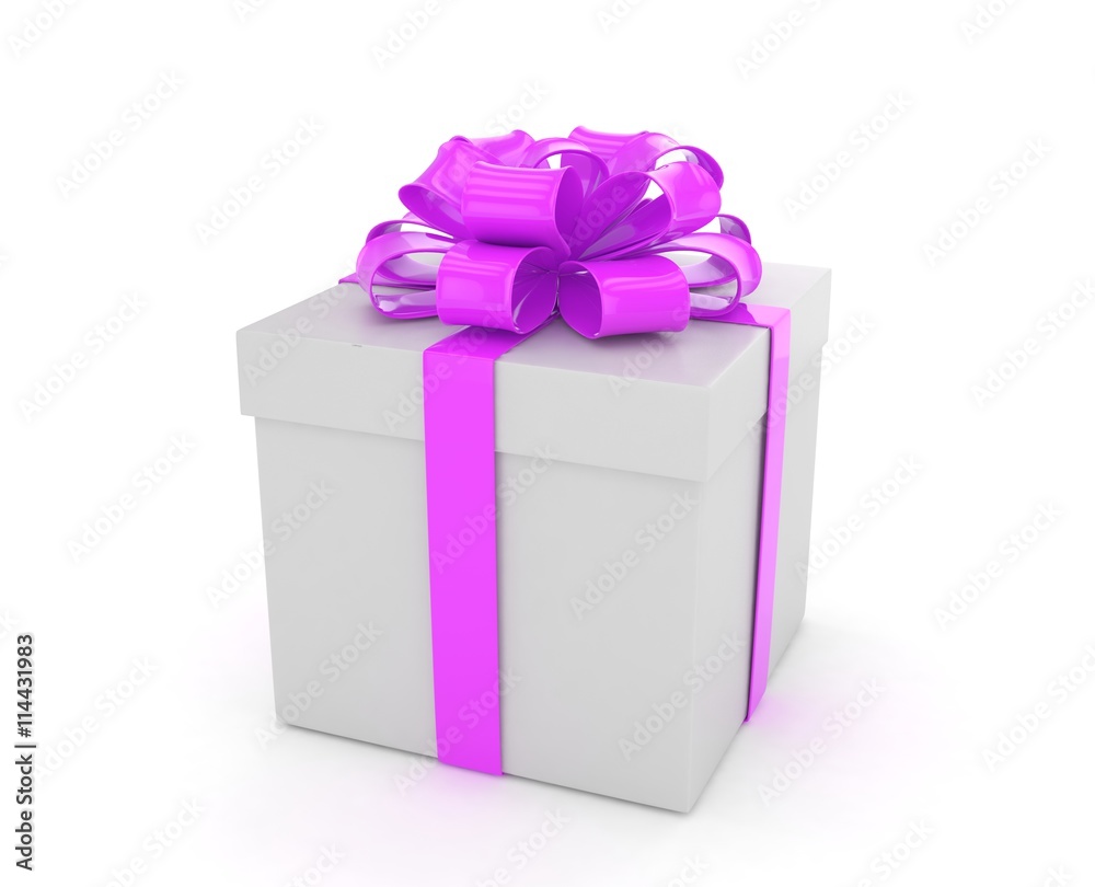 gift box with bows isolated on white. 3d rendering. gift box with bows isolated on white. 3d rendering.