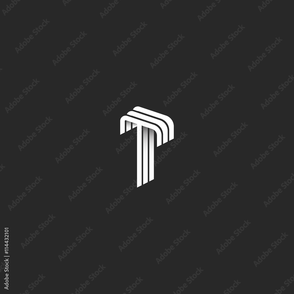 letter T logo monogram, isometric geometry shape, typography design element, mockup business card emblem letter T logo monogram, isometric geometry shape, typography design element, mockup business card emblem