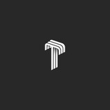 letter T logo monogram, isometric geometry shape, typography design element, mockup business card emblem