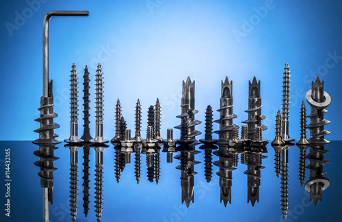 City skyline of screws and bolts