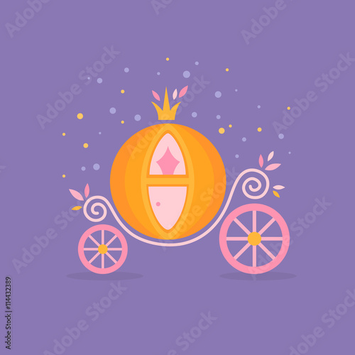 Fairy-tale illustration of pumpkin carriage from Cinderella 