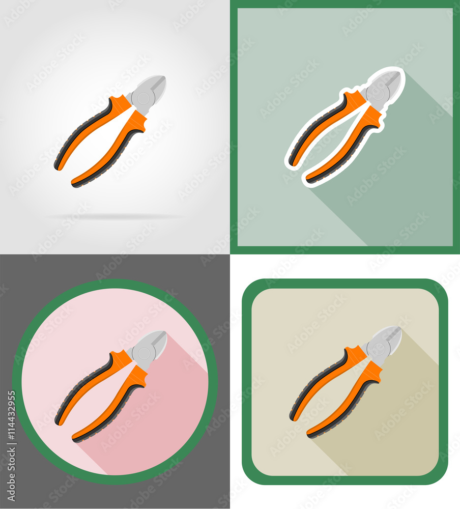 pliers repair and building tools flat icons vector illustration pliers repair and building tools flat icons vector illustration