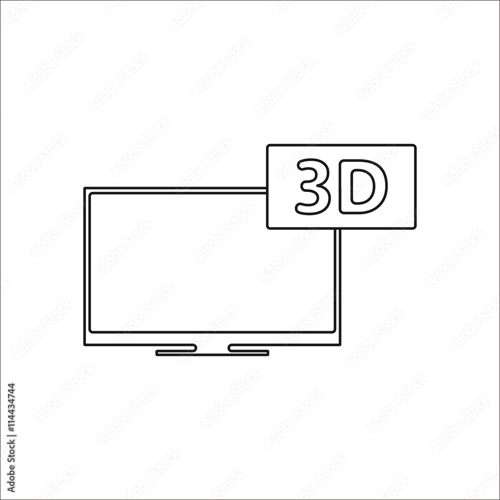 3D TV led simple icon on background 3D TV led simple icon on background