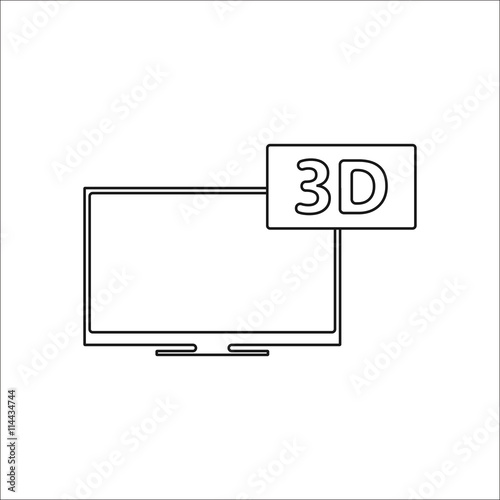 3D TV led simple icon on background